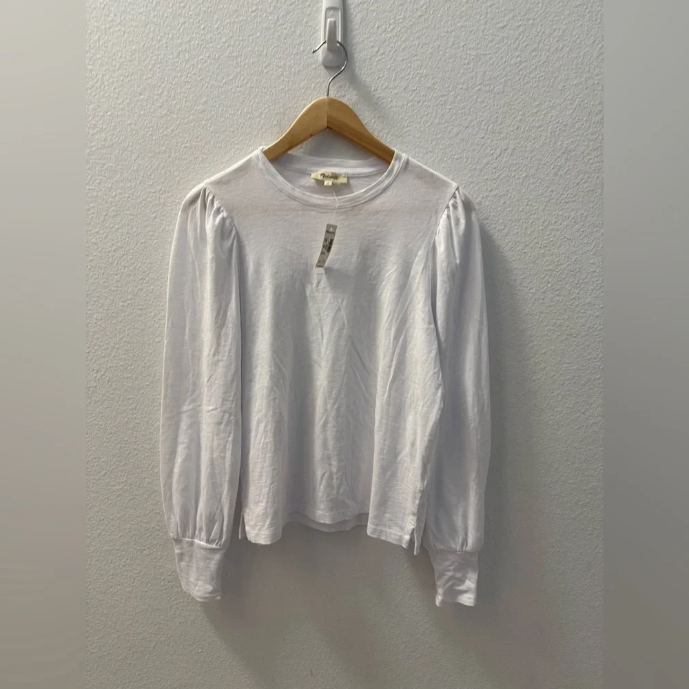 NWT Madewell Smocked Long-Sleeve Top in Soft Slub size Small